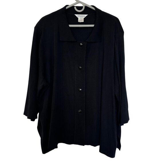 Exclusively Misook Knit Blazer Cardigan Size 3X Black Career Office Mature - Picture 1 of 11